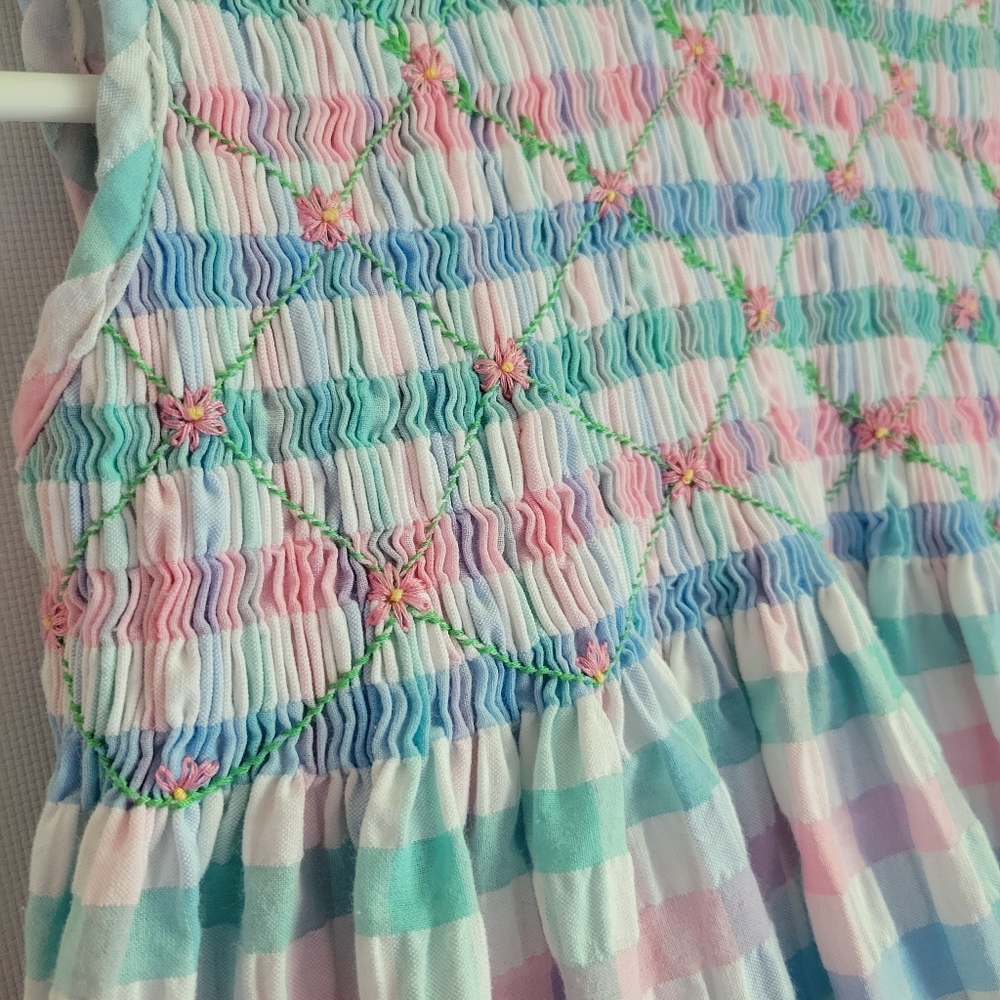 Royal Child Smocked Embroidered Sleeveless Romper Pants Sz 18m-24m - Picture 5 of 10